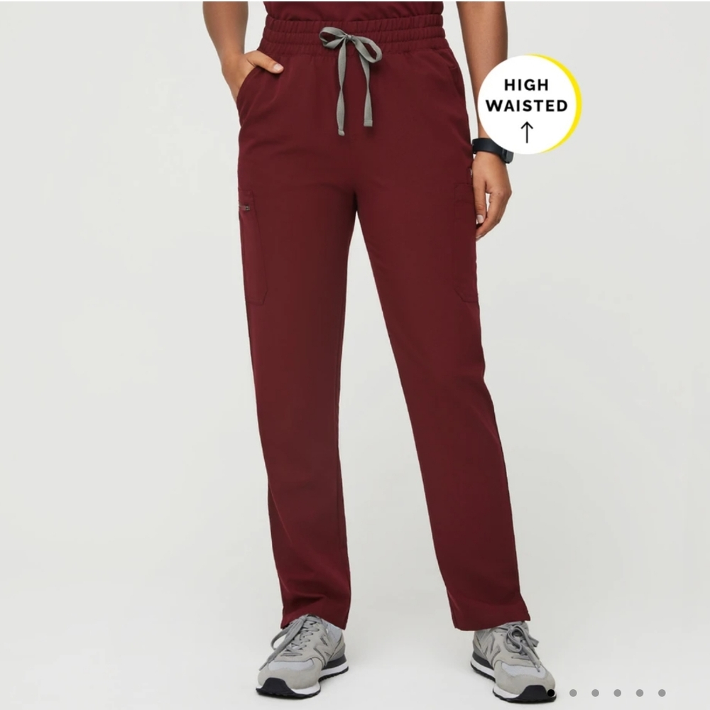 Figs Yola Scrub Pant Burgundy in Tall Small NWOT